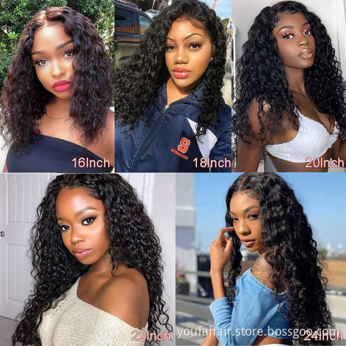 Cambodia Natural Black 150% Density Unprocessed Virgin Human Hair Water Wave 4x4 Transparent Lace Closure Wig with Baby Hair
